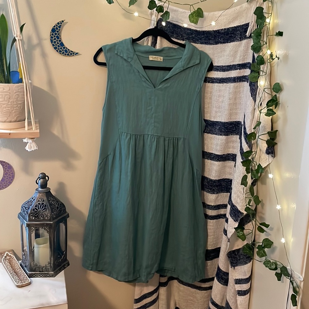 Linen Ocean-Blue Dress by Terzo Millennio